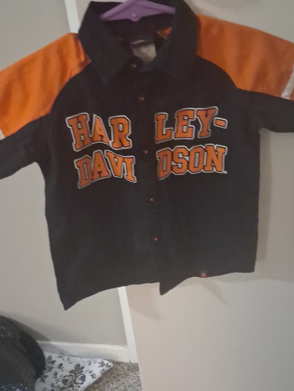 Harley-Davidson toddler Black and Orange Logo Button-Down Shirt